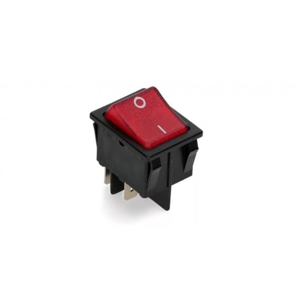 Выключатель клавишный 16А 250V, 20A 125V 4-х контактый красный SWT703UN