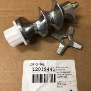 Комплект: шнек в сборе с втулкой + нож 5-ка, двухсторонний  12019441 для мясорубки Bosch (ОРИГИНАЛ)