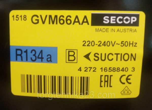 Компрессор GVM 66 AT R134 181Вт с РЕЛЕ AT Компрессор GVM 66 AT R134 181Вт с РЕЛЕ AT
