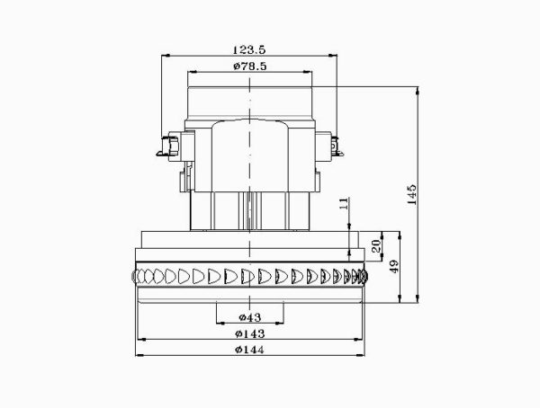 Двигатель моющего пылесоса 1400W HWX-CG40 CG40 VCM-B-2 (H-145, h-49, Ø-144) Двигатель моющего пылесоса 1400W HWX-CG40 CG40 VCM-B-2 (H-145, h-49, Ø-144)