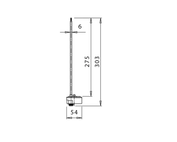 Термостат Unival RT-WH13 для водонагревателя (L275, 20-80C, 20A) Италия